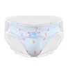 Cuecas masculinas lingerie sissy vestido cosplay briefs transparente malha dos desenhos animados frutas imprimir calcinha bonito roupa interior7618459