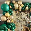 Green Gold Balloon Arch 4d Round Foil Balloons Garland Kit First One Birthday Jungle Decoration Party Decor 240226