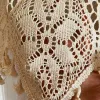 Curtains Handmade Cotton Linen Kitchen Short Curtains Crochet Lace Hollow Tassel Beige Valance Cafe Kitchen Door Window Drapes Cortinas