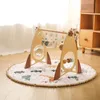 1set Baby Wooden Play Gym Mobile Hanging Sensory Toys Rocket Rattle Activity Foldable Frame Room Decorations Toy 240226