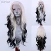 Synthetische pruiken Lange Body Wave Synthetische Lace Front Pruik voor Vrouwen Blond tot Zwart Kant Pruik Golvend Haar Rode Gember Pruik Cosplay ldd240313