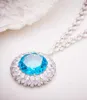 Halsband örhängen set zirkon design smycken dropp blå glans kristall lång böter för kvinnor bröllop fest kväll klänning tillbehör