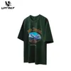 Camisetas para hombre UPRAKF Peso pesado Paisaje Impresión gráfica Moda Algodón de gran tamaño Hombres Sueltos Hombro caído Camisetas de manga corta Verano