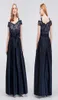 Dark Navy Plus Size Lace Prom -klänningar från axeln aftonklänningar med skärm en linje billig taft golvlängd formell klänning7311624