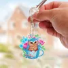 Stitch 6pcs/Set Animal Owl Keychain Pendant Diamond Målning Keychain Pendant Craft Diy Diamond Pained Brodery Mosaic Art Gifts