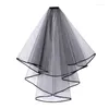 Bridal Veils Elegant Short Tulle Wedding Dress Black Ribbon Edge Bow With Hair Comb Veil Bride Marriage Accessories