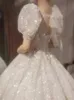 Illusion Plus Size Hochzeitskleid Brautkleid Langes glänzendes Brautkleid Juwelenperlen applizierte Spitze Strand Maßgeschneidert Sweep Zug Boho Chic A-Linie sexy Bling Robes De Mariee