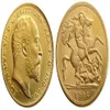英国レア1902イギリスのコインキングエドワードVII 1ソブリンマット24-Kゴールドメッキコピーコイン195E