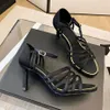 Topkwaliteit zijde Stiletto Hakken sandalen Lakleer open tenen enkelbandje Jurk schoenen gesp hakken dames Luxe designer Hoge hakken Diner kantoorschoenen Met doos