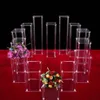 花瓶は、ミラーベースのウェディングコラム幾何学的なセンターピースホームデコレーション271Vを備えたアクリル床の花瓶の花の花の透明