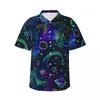 Chemises décontractées pour hommes Chemise d'été Beach Stars Sun Moon Blouses Night Sky Print Vintage Hommes Manches courtes Vêtements de mode coréenne