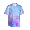 Chemises décontractées pour hommes Purple Abstract Print Chemise hawaïenne Mâle Vacances Aquarelle Éclaboussures Y2K Street Design Rétro Blouses surdimensionnées