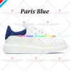 New Designer Casual Shoes Large Woman Mens White Smooth Calf Leather Flat Laces Platform Rubber Sole Sneakers Black Pink Light Blue Rounded Toe Suede Low Top 436