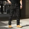 Calças masculinas homens ao ar livre militar multi bolsos elástico calça tática impermeável plus size casual calças de carga roupas