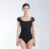 Bühnenkleidung Schwarzer Ballett-Trikot für Mädchen Erwachsene Spleißspitze Tanzkostüm Luft Yoga Kleidung Ballerina Frauen Prüfung