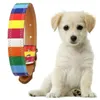 Colar colorido de couro de lona de arco-íris para cães de estimação com fivela ajustável, suprimentos para animais de estimação 290l
