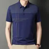 Zomer Trendy Print Korte Mouw Poloshirt Voor Mannen Business Casual Revers Knop Zak Comfortabele T-shirt Ropa Hombre 240301