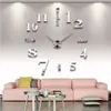 Duży zegar ścienny 3D nowoczesny design cichy duży cyfrowe lustro akrylowe samoprzylepny zegar ścienny naklejka do dekoracji salonu242a