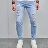 Jeans pour hommes hommes printemps mode déchiré pantalon crayon maigre pour trous en détresse décontracté mâle jogging denim pantalon