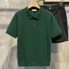 2024 Nowa luksusowa swobodna koszulka z dzianiny do męskiego koloru solidnego wzoru Flip Flip Flip Flip Lose Casual T-Shirt Summer 240313
