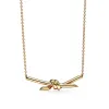 Halsketten 925 Sterling Silber Halskette Ladies Knot Plattierung 18k Gold Eingelegtes Zirkon Mode Luxus Geschenk