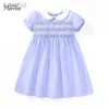 Flickans klänningar Little Maven Kids Clothes Summer Princess Blue Dress for Toddler Barnkläder Embrodery Flowers Cotton LDD240313