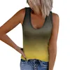 Kvinnors tankar Sexig Gradient Fit Slim Vest Low Collar -knapp ner ärmlösa topptank modeblusar