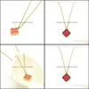 Pendant Necklaces Trendy 18K Gold Double Side Red Black Clover Necklace Jewelry For Women Gift Drop Delivery Pendants Otukx