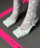 Chinelos Baotou metade para mulheres verão outwear arco ballet sapatos saltos finos alto preguiçoso muller um passo único