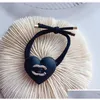 Аксессуары для волос Дизайнерская веревка Sweet Black Love Резинка для волос с логотипом Эластичный высококачественный брендовый держатель для хвоста Luxury Drop Deli Ot3Ky