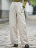Spodnie damskie qpfjqd żeńska swobodna ciepła i bawełniana wiosna zima 2024 Elastyczna talia kobiety retro lniana prosta spoda