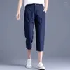 Vrouwen Broek Vrouwen Capri 2024 Hoge Taille Cropped Vrouw Effen Kleur Harem-Kuit-Lengte Broek Zomer Rijbroek