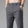 Pantalones para hombres 2024 Verano Casual Hombres Thin Business Stretch Slim Elástico Cintura Jogger Coreano Clásico Negro Gris Azul Pantalones Masculino