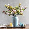 7pcs Faux Flowers Branch Fake Simulation Magnolia Artificial Bouquet Wedding Party Decoration Home Table Supplies 240313