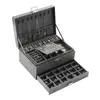 Серый 3-слойный фланелевой органайзер для ювелирных изделий, коробка, ожерелья, серьги, кольца, держатель для дисплея, чехол для женщин, большая вместимость 240309