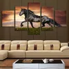 5st Set Unframed Running Black Horse Animal Painting On Canvas Wall Art målning Art Bild för vardagsrumsdekor2001
