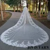 Bridal Veils Romantic Long Bling Cathedral Length Lace Applique 4M Wedding Veil With Free Comb White Ivory High Quality