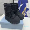 Plaque Snow Boots Designer Shearling Nylon boots Luxury Women Autumn Winter Logo Waterproof cloth Warm Big Teeth Thick Sole Snow Boots