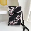 Uni Faceted Design Monocromático Estampa de Leopardo Tricotado Mini Celular Bolsa para Estudantes Pequeno e Portátil Crossbody de Um Ombro Bolsa Trocar Mulheres