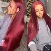Synthetic Wigs Synthetic Wigs Burgundy 99j 13x4 13x6 Lace Frontal Straight Hair Lace Front Wig Real Hair 4x4 Lace Closure wigs Real Hair ldd240313
