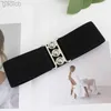 Belts 5cm Wide Elastic Belt Stretchy Belt Wide Waist Vintage Stretch Cinch Buckle Belts Waistband Women ldd240313