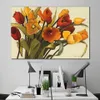 Pintados à mão pintura a óleo em tela flores abstratas pinturas tulipa tempo flor arte para sala de estar decoração da parede3006