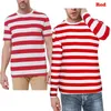 Chemise à rayures pour hommes Waldo Chemises à rayures rouges Pugsley Addams T-shirt à rayures noires et blanches Costume d'Halloween Lounge Top Tee 240307