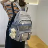 EnoPella Zaino da donna in nylon impermeabile moda per ragazze Borsa da viaggio per studenti ad alta capacità BookBag Borsa per laptop nera da uomo 240304