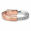 Designer TIFFAY och CO S925 Sterling Silver Lock Ring är liten populär med Diamond Gold Plated Style Set In