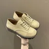 Sapatos casuais femininos 2024 primavera único feio bonito pequeno branco confortável cabeça grande pu couro