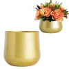 Planters Gold Planter Gold Planter Round Metallic Flower Plant Pot Garden Potted Planter med dräneringshål för inomhus eller utomhusguld