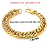 Mens 316L Stainless Steel Male Bracelet Wholesale Braslet Gold Silver Color Braclet Chunky Cuban Chain Link For Man 240227