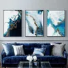 Nordic Abstract color spalsh blue golden canvas painting poster and print unique decor wall art pictures for living room bedroom2084