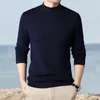 Мужские свитера, свитер с ребристым краем, вязаный мягкий теплый пуловер с полувысоким воротником на осень/зиму, облегающий топ с защитой от катышков